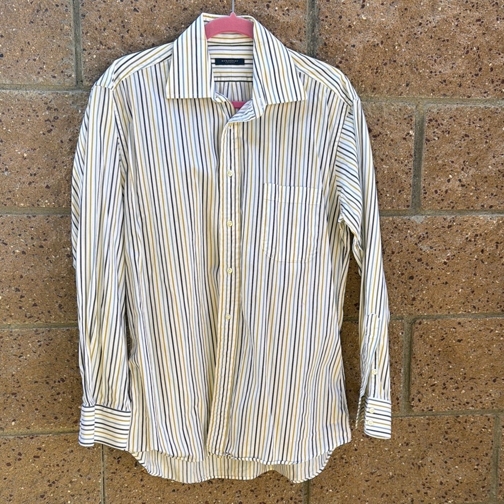 Striped Men's Shirt - White and Blue 
Burberry